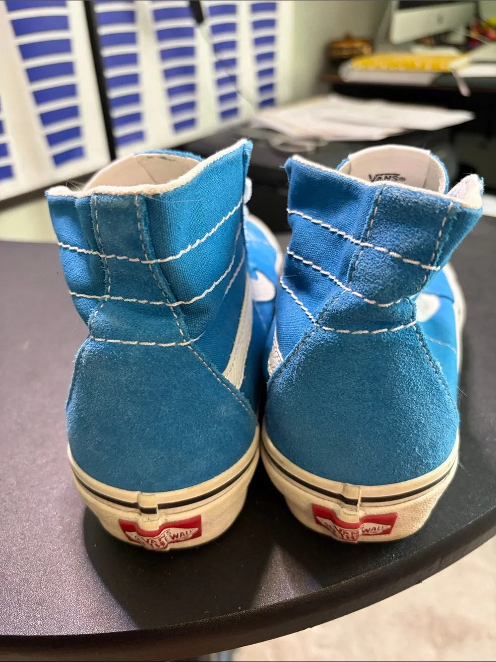 Vans High-Top Sneakers in Bright Blue Suede with White Accents